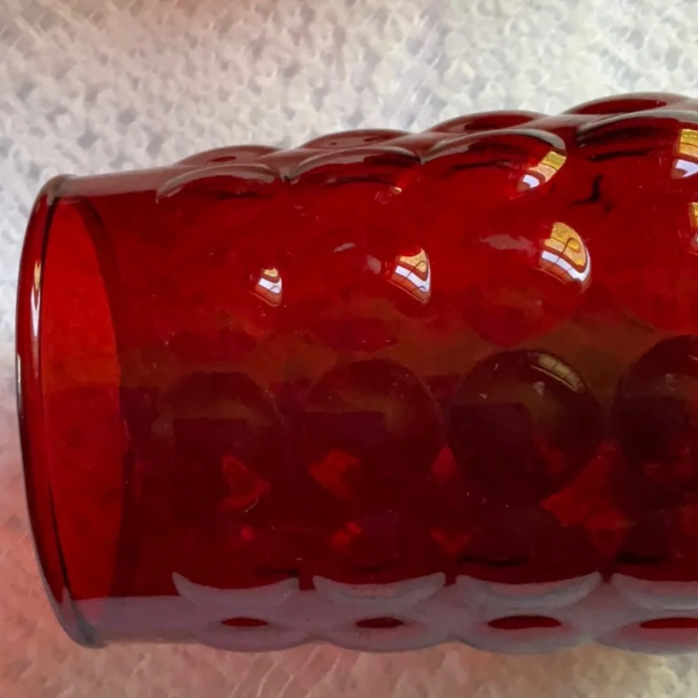 Vintage Anchor Hocking Royal Ruby Red Bubble Small Juice Glasses 6 OZ Set of 4